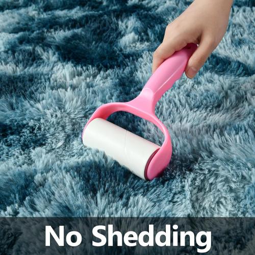 Large Shag Area Rugs Tie-Dyed Plush Fuzzy Rugs for Living Room, Ultra Soft Fluffy Furry Rug for Bedroom, Indoor Carpet Nursery Rugs for Kids Room Home Decor, Peacock Blue