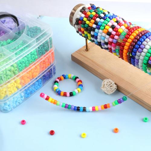 Pony Beads for Bracelets 3600 Pcs Plastic Beads for Friendship Bracelets Necklace 6x9mm 18 Solid Colors