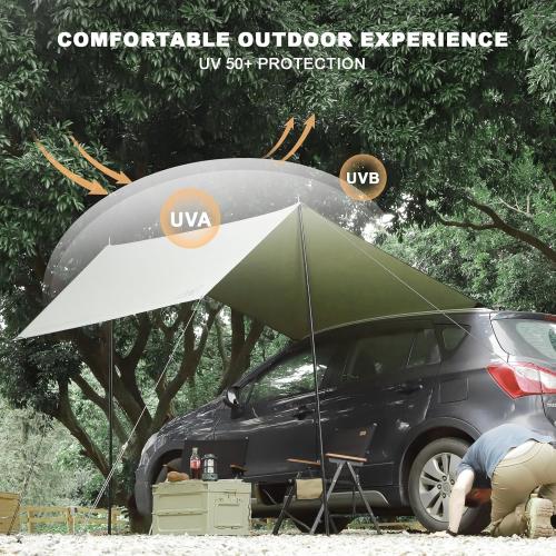Portable Car Awning for SUV, Vehicle Awning for Camping Van Truck, Needn't Roof Rack Hardwares Waterproof UV50