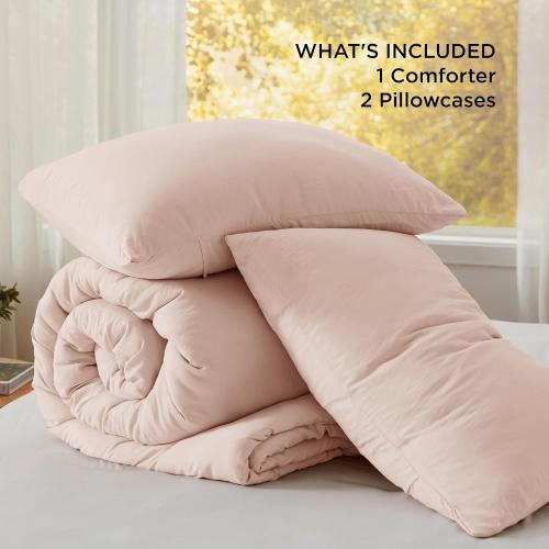 Bedsure Queen Light Pink Soft Prewashed Bedding for All Seasons,GentleSoft Lightweight Comforter