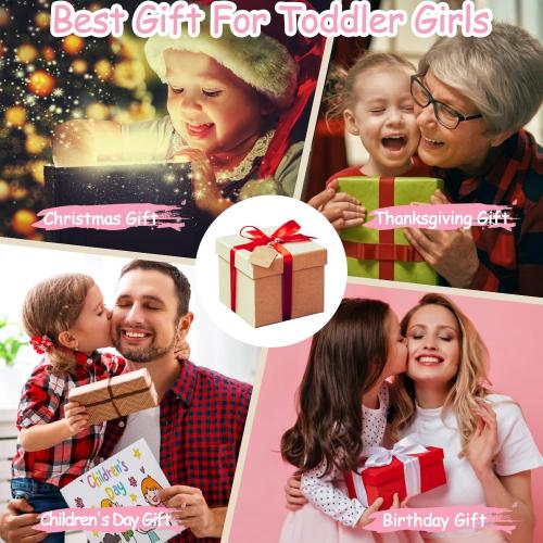 Pop Up Princess Tent with Star Light, Toys for 1 2 3 Year Old Girl Birthday Gift, Baby Girl Toys, Ball Pit for 12-18 Months Toddler Gift, Easy to Pop Up and Assemble(Pink)