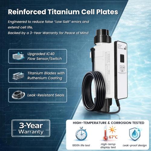 IC40 Salt Cell Chlorine Generator Replacement Fit for Pentair IntelliChlor | IC40 Salt Cell,EC-520555 520555 Power Center,Salt Chlorinator System for Inground Pools up to 40,000 Gallons