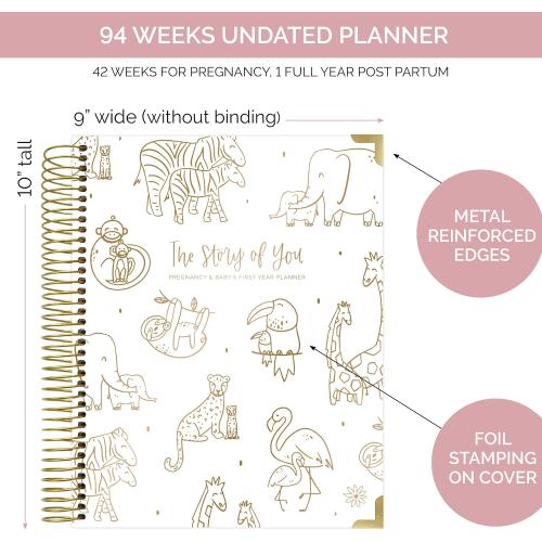 bloom daily planners New Pregnancy and Baby's First Year Calendar Planner & Keepsake Journal with Stickers - Hardcover Scrapbook Memory Book Organizer - (Undated) 8” x 10 - The Story of You