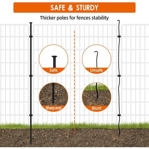 15 Panels No Dig Fence with Gate, 32 in(H) X 36 ft(L) Garden Decorative Fence Animal Barrier for Dogs, Rustproof Metal Garden Edging Border for Outdoor, Yard, Patio, Black