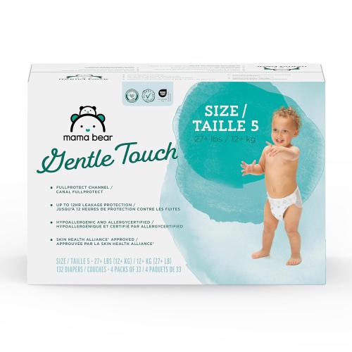 Amazon Brand - Mama Bear Gentle Touch Diapers, Size 5, 132 Count (4 packs of 33)