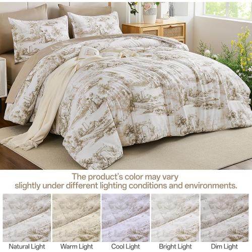 WONGS BEDDING Brown Comforter Set King Farmhouse Floral