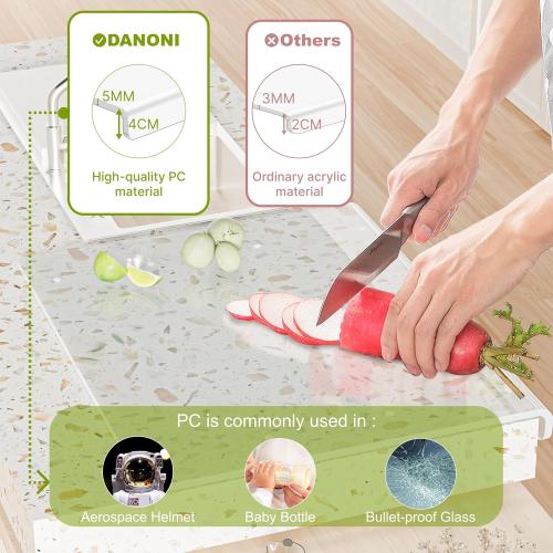 Extra Large Food Grade Cutting Boards for Kitchen Counter 24x20 inch, Polycarbonate Chopping Board with Lip, Anti-Slip Transparent Cutting Board for Countertop Protection