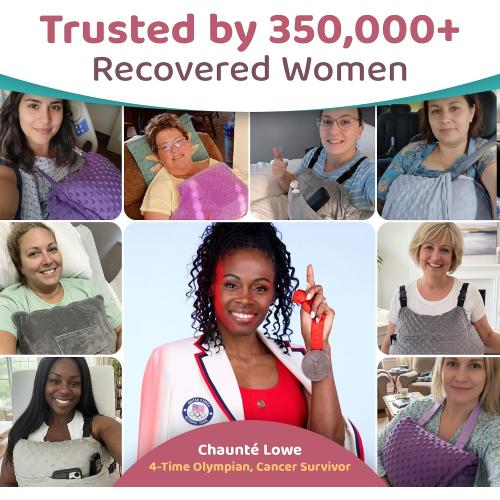 Zomaple Mastectomy Recovery Pillow with Strap, Swirly Gel Pack, Seat Belt Cover & Shower Lanyard – Post-Op Essentials, Breast Augmentation/Reduction & Recovery Supplies – Washable Cover for Comfort