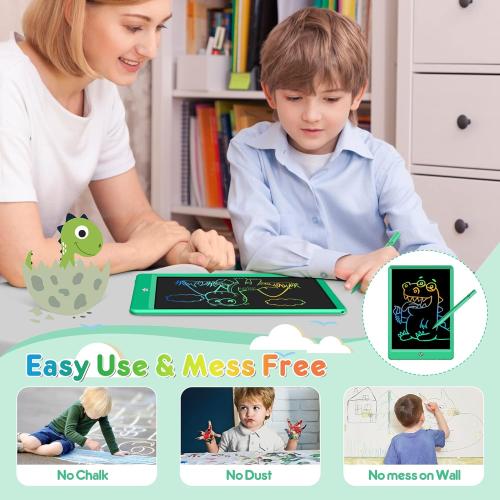 Size 10 Color Green  FLUESTON LCD Writing Tablet, Doodle Board Toys Gifts for 3-8 Year Old Girls Boys, 10 Inch Colorful Electronic Board Drawing Pad for Kids, Gifts for Toddler Educational Learning Travel Birthday, Green