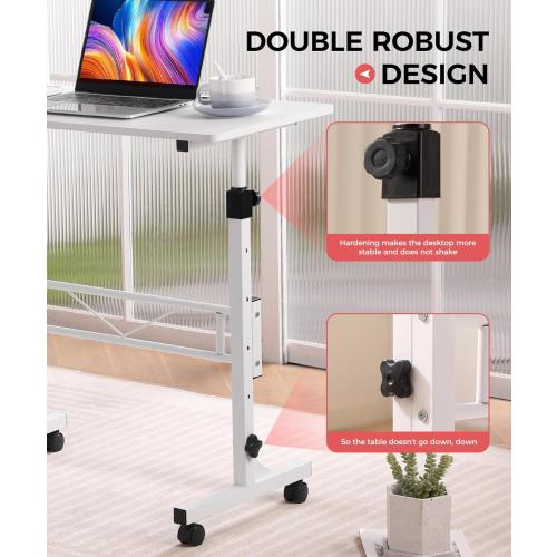 KLSMYHOKI Standing Desk Adjustable Height, Mobile Stand Up Desk with Wheels Small Computer Desk Rolling Desk, Portable Laptop Desk White Standing Table Home Office Desks 16x31.5 Height 27-43.5