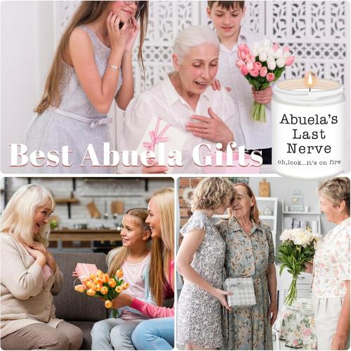Abuela Gifts,Gifts for Grandma from Granddaughter Grandson, Christmas, Birthday, Mother and Grandparents Day, Scented Candles, Abuela’s Last Nerve