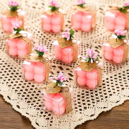 MTLEE 30 Sets Mini Bubble Candles Wedding Favors Gifts for Guests 1.57 x 1.38 Bubble Candles with Cards Dried Flowers DIY Gift Set for Baptism Party Bridal Shower Thank You Gifts (Pink)