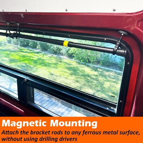 Set of 4 MUTUACTOR Magnetic Curtain Rod Brackets,4.5lbs Anti-scratch Magnetic Mount Curtain Rods Holders,No Drilling Flexibility Rods Clamps for Hanging 1” Rod with Blackout Tier Valance Liners