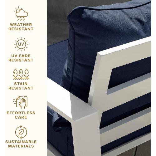 Honeycomb Outdoor Deep Seat, 24 x 23, Textured Solid Indigo Blue Chair Cushion for Patio Furniture