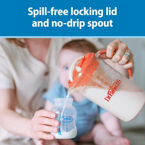 Dr. Brown's Baby Formula Mixing Pitcher with Adjustable Stopper, Locking Lid, & No Drip Spout, 32oz, BPA Free, Teal