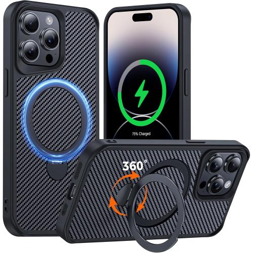 Designed for iPhone 14 Pro Max Case with Stand, Black