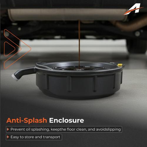 Oil Drain pan 15 Quart with Splash Guard and Handles, Oil Change Pan Universal Fit