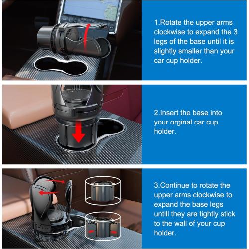 2Pack Car Cup Holder Expander, Cup Holder Extender Adapter with Expandable Arm and Adjustable Base, Compatible with Yeti Ramblers, Hydro Flasks，Stanley, Owala Most Coffee Mugs Bottles & Cups
