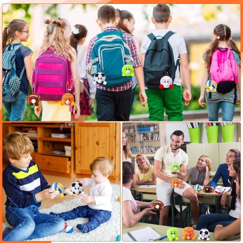 HyDren 6 Pcs Sports Party Favors Mini Stress Balls for Adult, 3.15 Inch Plush Baseball Basketball Soccer Football Gift for Valentines Day Gift, Birthday Party Favor