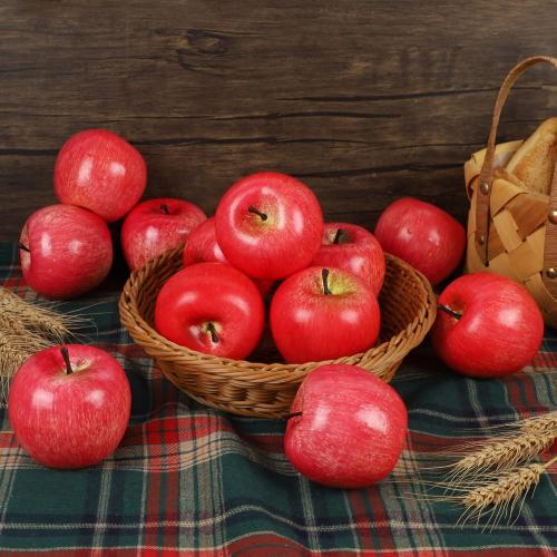 Fake Fruit Artificial Apples, Set of 12 Decorative Fruit Lifelike Faux Apples Realistic Fruits Apple Decorations for Kitchen, Realistic Fake Fruits Party Props Home Decor