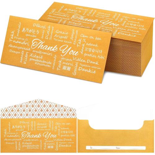 Teling 100 Pack Gold Money Style Envelopes for Cash Gifts Kraft, 3 x 7''