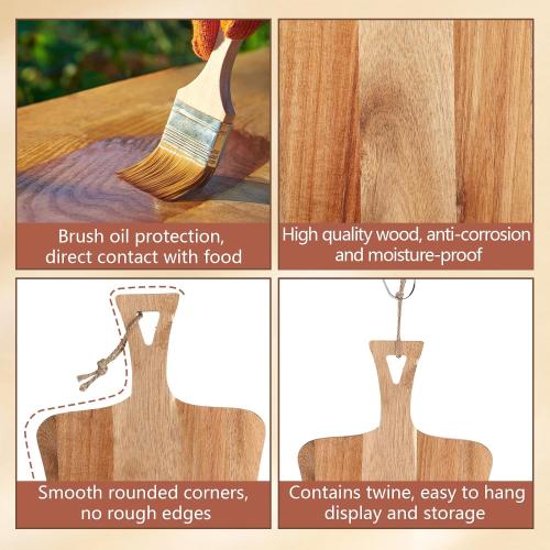 Hsei 2 Pcs Wood Cutting Boards with Handle Charcuterie Boards, Practical