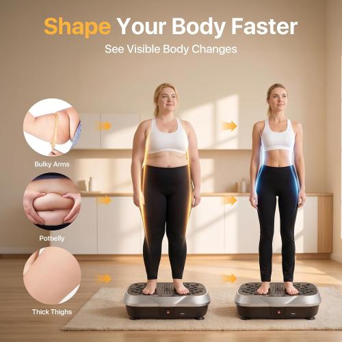 Vibration Plate Exercise Machine for Lymphatic Drainage, 10 Preset Modes & 200-Level Vibrating Platform for Whole Body Fitness, Bluetooth Audio, Home Gym Shake Plate with Resistance Bands