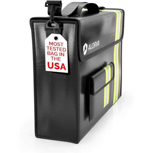 Upgraded Fireproof & Waterproof Document Bag – Lockable 17”x 12”x 5” with Wallet Protector - Reflective to Find Fast at Night – Shield Documents & Valuables from Fire & Water - Firefighter Designed