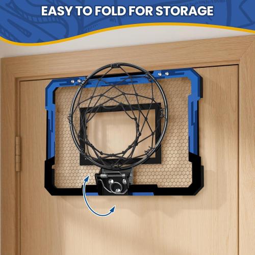 QDRAGON Mini Basketball Hoop, Over The Door Indoor, with 3 Balls/Inflator/Breakaway Rim, Basketball Toy Gifts for Kids and Adults, Suit for Bedroom/Office/Outdoor