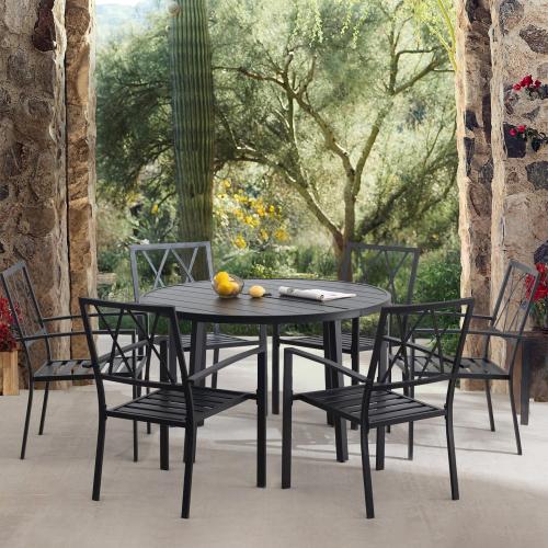 2-Piece Metal Patio Furniture Set, Outdoor Chairs Set of 2 Stackable Dining Chairs & Sillas para Patio Exterior, Black Garden Chairs for Porch