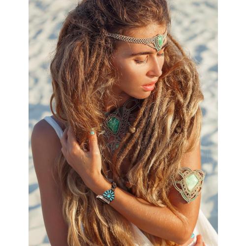 W-RARA Leather Band Compatible with Apple Watch Band Women 38/40/41/42/44/45/46/49mm, Boho Western Vintage Turquoise Ethnic Antique Style Strap for iWatch Series Ultra 2 SE 11 10 9 8 7 6 5 4 3 2 1