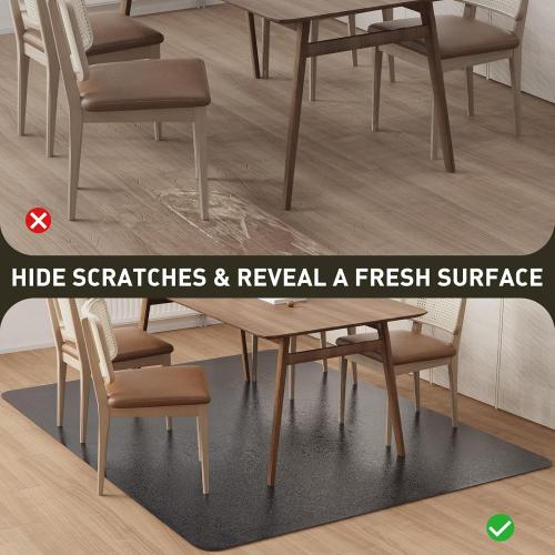 Size XL Color Black Zpai Area Floor Mat for Home Large Black No Slip Waterproof Vinyl Area Rug for Under Dining Room Table, Spill Resistant Hard Floor Protector Cover, Easy Clean Splat Mat for Under High Chair