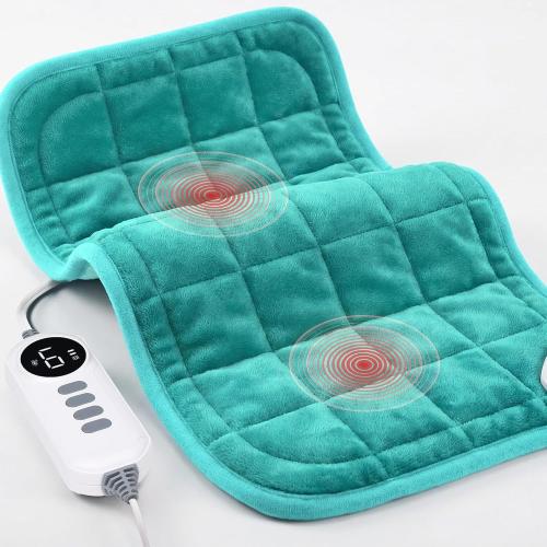 Heating Pad, Weighted Heating Pad with Massaging Vibrations, FSA Eligible HSA, 6 Heat Settings & 4 Massage Modes,Soothing Warmth for Back & Shoulders, 12 x 24,Light Blue