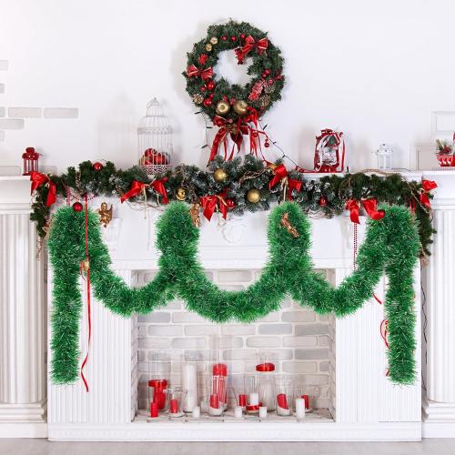50ft Christmas Garland,Greenery Artificial Pine Garland Twisted Hanging Garland Holiday Decor for Stairs Mantle Fireplace Home Party Holiday Christmas Decoration Indoor Outdoor Decor