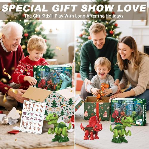 Laradola Dinosaur Toys for 4 5 6 7 8 Year Old Boys, Take Apart Dinosaur Toys for Kids 3-5 5-7 STEM Construction Building Kids Toy with Electric Drill, Party Birthday Gifts