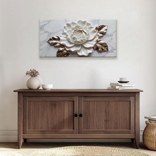 Suconvng Canvas Art Wall Decor Print Paintings Marble Texture White Flower Wall Art Prints Pictures Ready To Hang Pictures For Bedroom Bathroom Office Kitchen Home Wall Decor Artwork 20 × 40