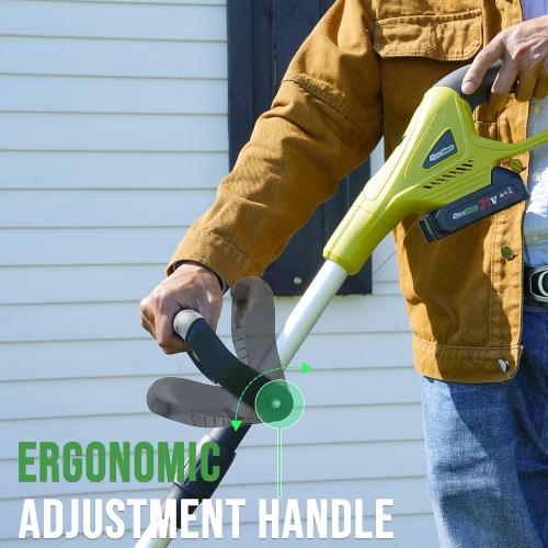 Green 20V Cordless Tiller Cultivator with 48 Steel Tines, 9-inch Wide Battery Powered Garden Cultivator, Mini Tiller for Lawn/Gardening/Soil Cultivation(2*2Ah Battery and Fast Charger Included)