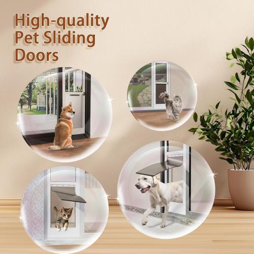 Doggy Door for Sliding Glass Doors, Adjustable Height 75 3/5 to 80, Aluminum Frame Sliding Door Dog Door Insert, Suitable for Medium Dogs Up to 30 lbs(Medium,White)