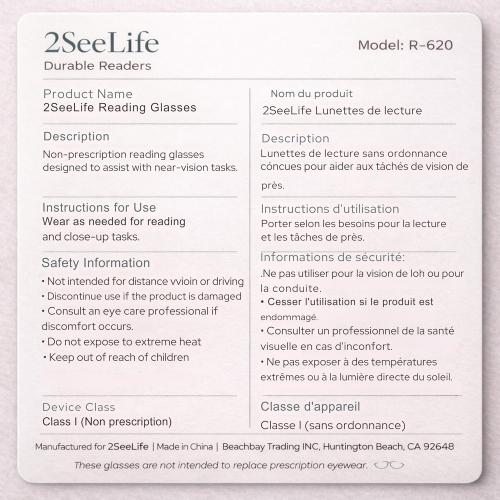 2SeeLife Premium Cat Eye TR-90 Reading Glasses for Women – Narrow–Medium Fit, Sturdy Frame, Spring Hinges, Stylish Readers, Red,  0.75