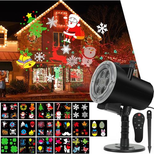 Christmas Halloween Lights Projector,Waterproof IP65 Indoor Motion Remote Control LED Projector Lights, 16 Slides Holiday Light Party Outdoor Garden House Apartment Kids Room Night Light