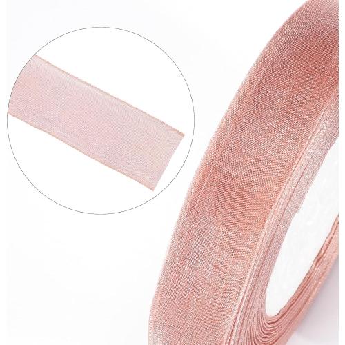 Joycraft 3/4 inch Rose Gold Sheer Organza Ribbon, 50Yds Chiffon Ribbon, Flower Bouquet Tulle Ribbon, Gift Wrapping Ribbons for Wedding, Baby Shower, Birthday, Holidays, Anniversary Decorations Crafts