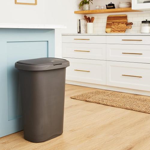 Rubbermaid Spring Top Trash Can 13 Gallon Gray Plastic Garbage Bin for Home/Kitchen/Office/Garage