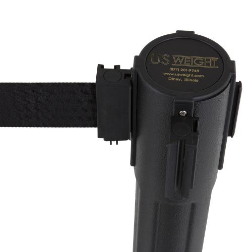 US Weight Sentry Stanchion with Retractable Belt, Easy Connect Assembly, Black, 6.5' Belt (2 Pack)