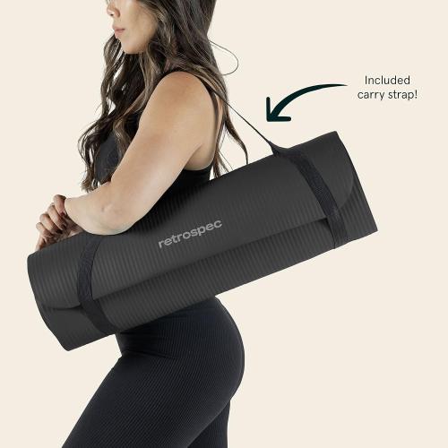 Retrospec Solana Yoga Mat 1/2 Thick w/Nylon Strap for Men & Women - Non Slip Exercise Mat for Yoga, Pilates, Stretching, Floor & Fitness Workouts