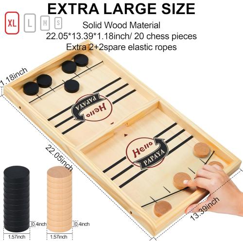 Fast Sling Puck Game - Test Your Speed and Accuracy with This Fast-Paced Wooden Air Hockey Desktop Battle Board Game - Guaranteed Fun Gifts for Family Night or Friends Party