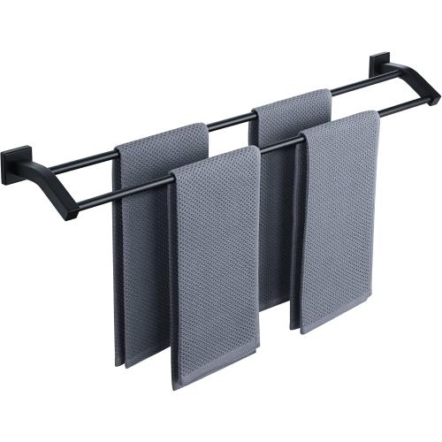 Alise Bath Double Towel Bars Towel Racks for Bathroom Lavatory,Wall Mount Towel Holder Heavy Duty SUS304 Stainless Steel Towel Hanger Towel Rail,Matte Black,32 Inch