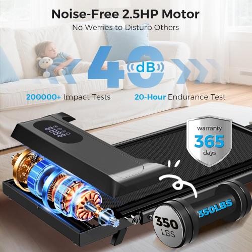 Walking Pad with Incline, 2.5HP Walking Pad Treadmill, 3 in 1 Portable Under Desk Treadmills for Home Small Space, Foldable Folding Home Treadmill with Remote Control, 350LBS Capacity