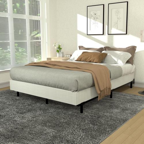 DTIG 7 Inch Full Size Metal Bed Frame for Box Spring and Mattress, 9-Leg Support Box Spring Base, Easy Assembly Tool-Free Heavy Duty Bed Frame Black