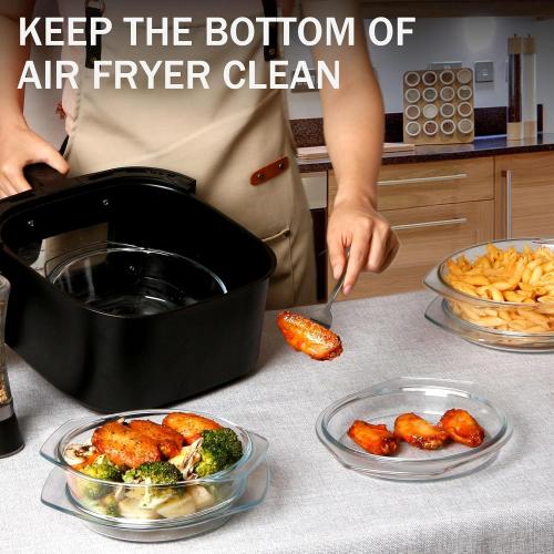 ZYER Round Glass Casserole Dish Set, Glass Casseroles with Lid (Set of 3-1L, 1.4L, 1.7L)