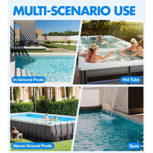 KlrSwp Cordless Pool Vacuum for Above Ground Pool, Magnetic Charging Handheld Pool Vacuum Cleaner, Anti-backflow Design Spa Vacuum for Hot Tub with Telescopic Pole | 18.5GPM Suction, 80-Min Runtime